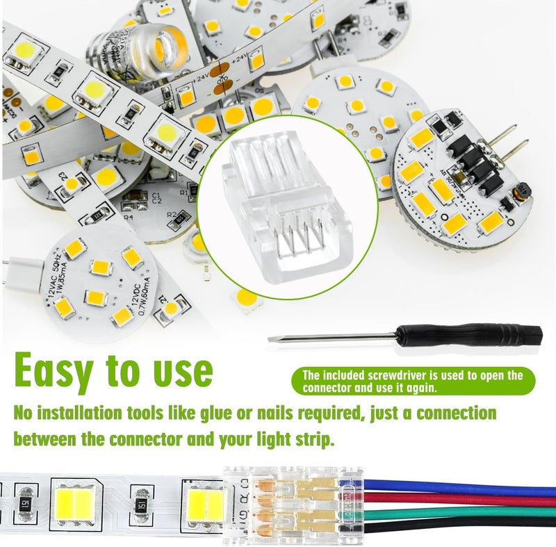 EPLZON 4 Pin 8 mm LED Strip Connector - RGB Lights Adapter (20pcs) - Image 4